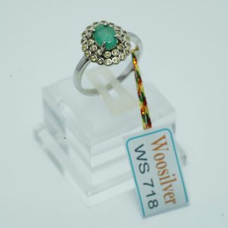 [ BẠC 925 ] Nhẫn đá ngọc lục bảo xanh tự nhiên thiết kế sang trọng - WS 718