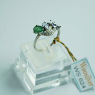 [ BẠC 925 ] Nhẫn đá ngọc lục bảo phối đá tanzanite tím thiết kế độc đáo và sang trọng - WS 624