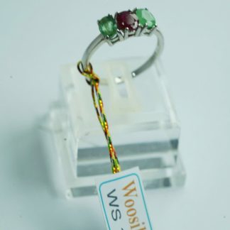 [ BẠC 925 ] Nhẫn đá ngọc lục bảo phối đá ruby tự nhiên sang trọng - WS 131