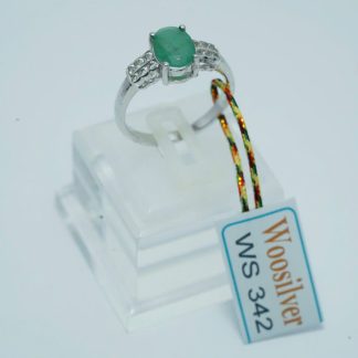 [ BẠC 925 ] Nhẫn đá ngọc lục bảo thiết kế tinh tế - WS 342