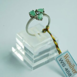 [ BẠC 925 ] Nhẫn đá ngọc lục bảo xanh tự nhiên thiết kế sang trọng - WS 468