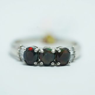 [ BẠC 925 ] Nhẫn đá Black Opal viên đá nhỏ đa sắc - WS202