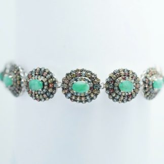 [ BẠC 925 ] Lắc tay đá ngọc lục bảo xanh biếc thiết kế tinh tế WLT 192