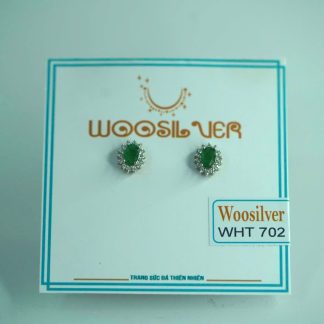 [BẠC 925 xi kim] Bông tai đá ngọc lục bảo thiết kế tinh tế - WHT 702