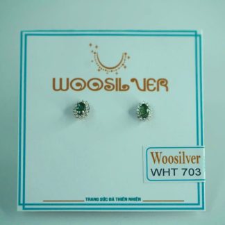 [BẠC 925 xi kim] Bông tai đá ngọc lục bảo sang trọng - WHT 703