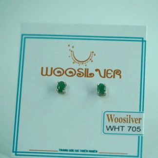 [BẠC 925 xi kim] Bông tai đá ngọc lục bảo tối giản sang trọng - WHT 705