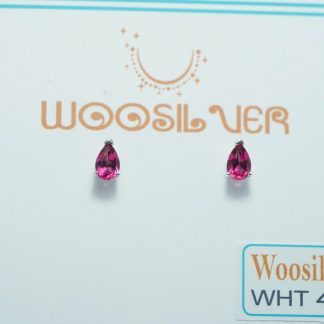 [BẠC 925 xi kim] Bông tai đá Bông tai đá ruby ​​hình giọt nước - WHT 403