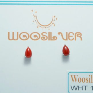 [BẠC 925 xi kim] Bông tai đá san hô đỏ với thiết kế tối giản - WHT 120