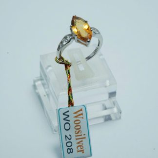 [ BẠC 925 ] Nhẫn đá Citrine cắt kiểu Marquise độc đáo - WO 208