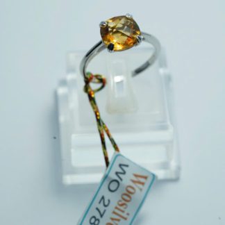 [ BẠC 925 ] Nhẫn đá Citrine hình tròn vàng rực rỡ thiết kế tối giản - WO 278