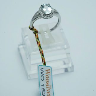 [ BẠC 925 ] Nhẫn đá Aquamarine hình bầu dục trong trẻo - WO 153