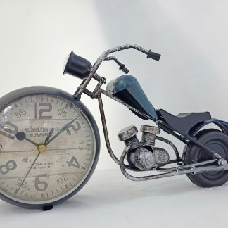 Mô hình xe mô tô kết hợp đồng hồ cổ điển màu xanh đen MHX-2308