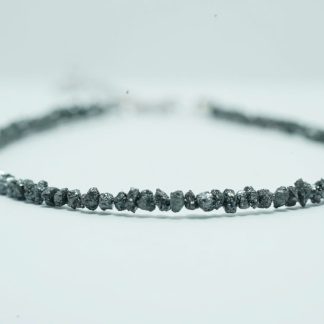 [ BẠC 925 ] Lắc tay đá Kim cương thô đen huyền bí