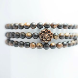 Chuỗi trầm 108 hạt sánh chìm mix hoa sen