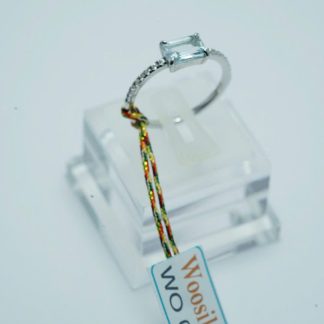 [ BẠC 925 ] Nhẫn đá Aquamarine hình chữ nhật tinh tế & thanh lịch - WO 052