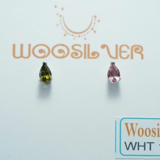 [ BẠC 925 ] Hoa tai đá Tourmaline dáng giọt nước - WHT 151