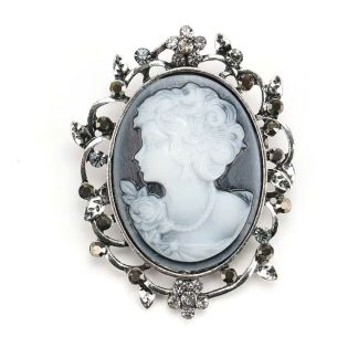 [ HÀNG ORDER ] Cài Áo Cameo Hợp Kim Cổ Điển – Viền Đá Pha Lê Sang Trọng Sỉ Từ 20 Cái