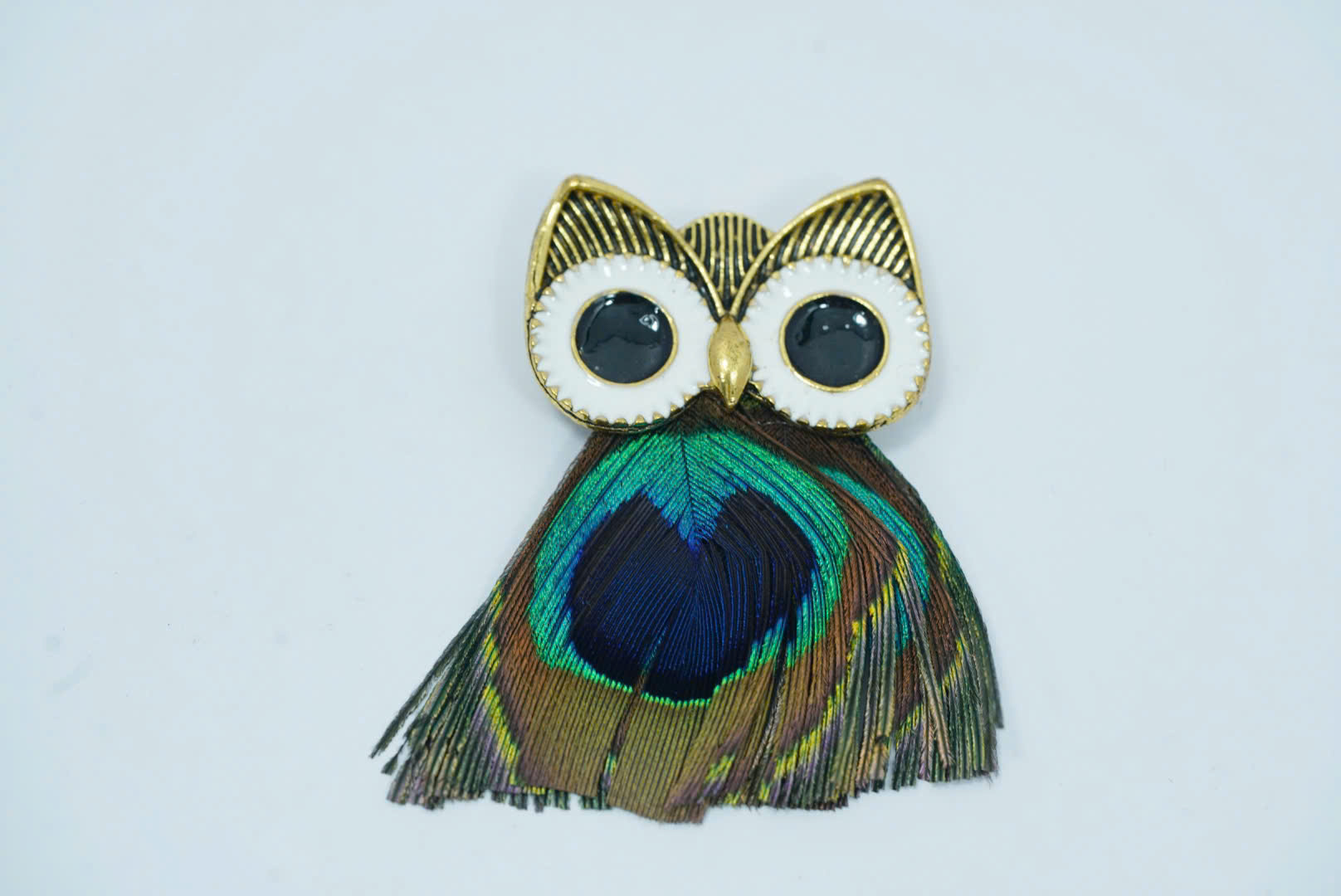 Trâm cài áo bướm vải & cú mèo lông công - Ảnh 2