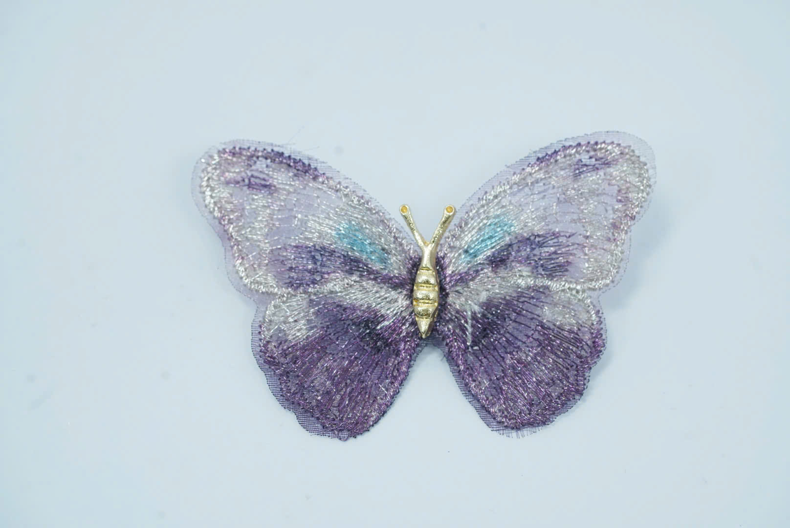 Trâm cài áo bướm vải & cú mèo lông công