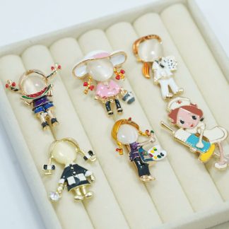 Trâm Cài Cô Bé Nghệ Thuật Đá Đính Ngọc Mắt Mèo– Ngộ Nghĩnh & Đáng Yêu