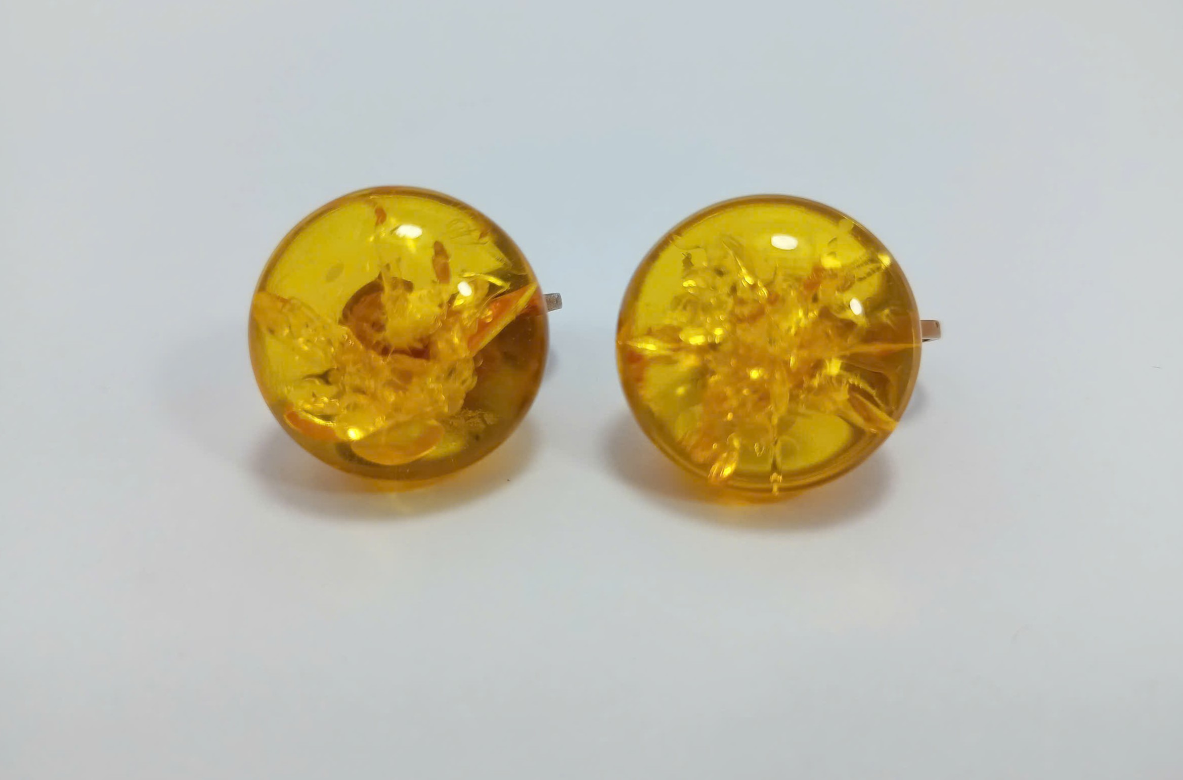 Hoa Tai Hổ Phách Vàng Mật Ong Tròn Cổ Điển Si Nhật - Ảnh 5