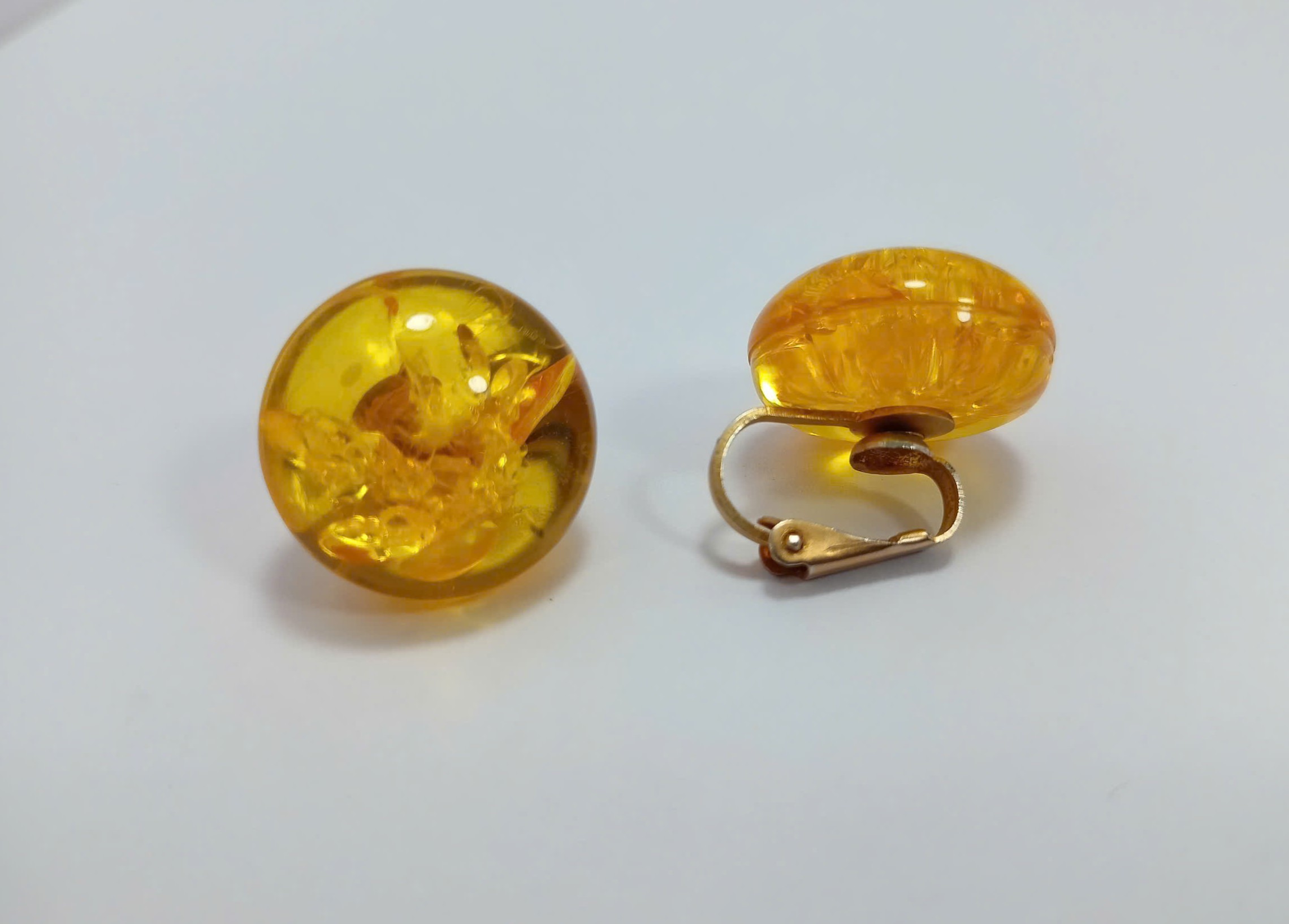 Hoa Tai Hổ Phách Vàng Mật Ong Tròn Cổ Điển Si Nhật - Ảnh 4