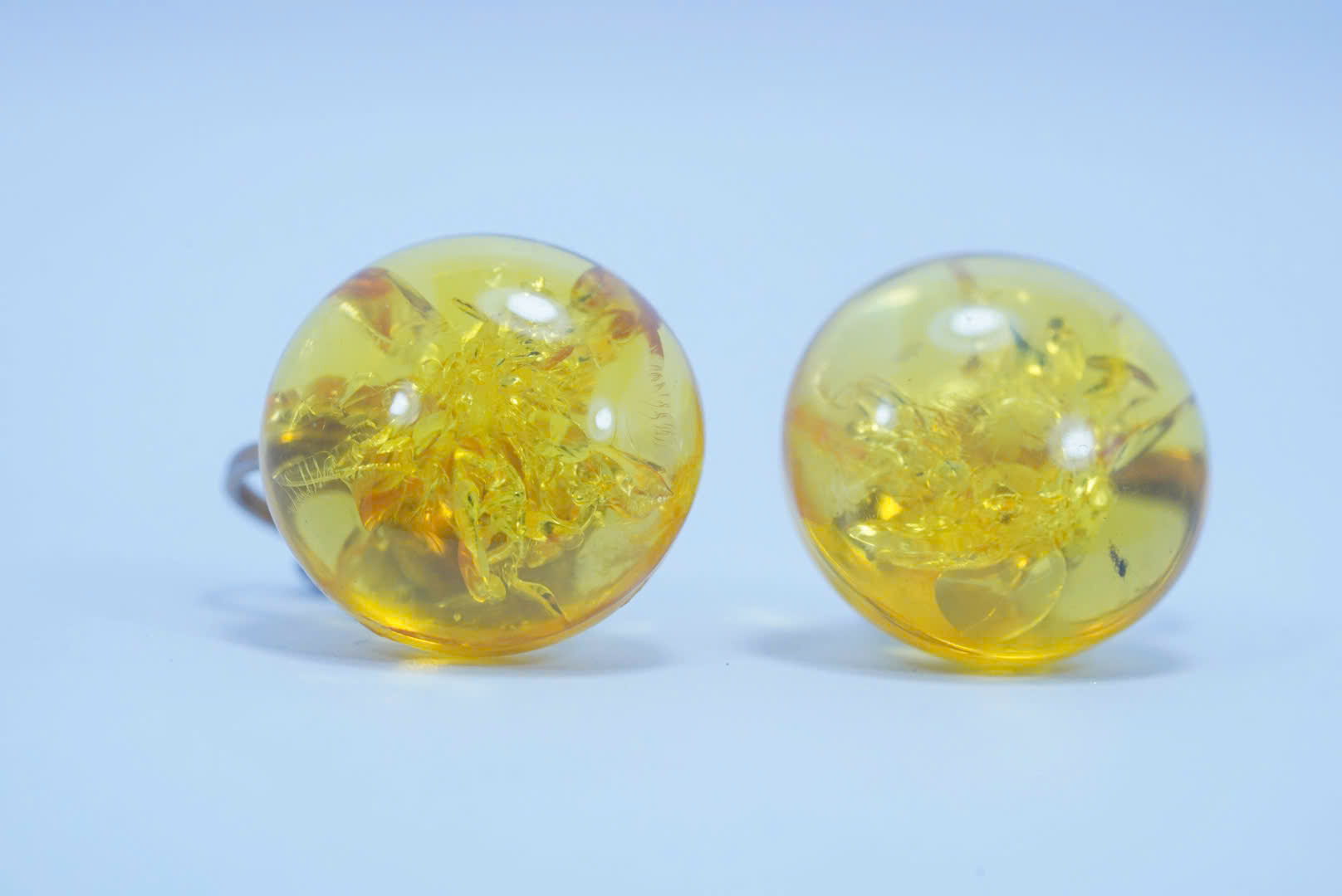 Hoa Tai Hổ Phách Vàng Mật Ong Tròn Cổ Điển Si Nhật - Ảnh 3