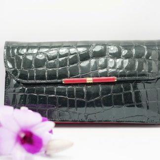 [ HÀNG SI NHẬT ] Ví Da Cá Sấu – Phối Màu Đen Đỏ –  VDCS-04