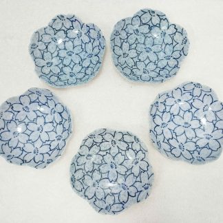 [ HÀNG SECONDHAND ] Bộ 5 Đĩa Hoa Anh Đào Gốm Sứ Secondhand - BGS65