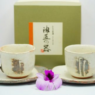 [ HÀNG SECONDHAND ] Bộ Ly Đĩa Gốm Sứ Men Mộc Thủ Công Secondhand - BGS73