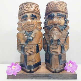 [ HÀNG SECONDHAND ] Tượng Gỗ Lớn Đôi Ainu Nipopo Chạm Khắc - Secondhand - BB79