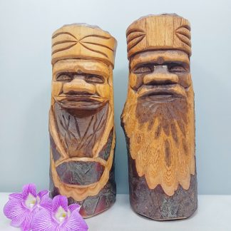 [ HÀNG SECONDHAND ] Tượng Gỗ Lớn Đôi Ainu Nipopo Chạm Khắc - Secondhand - BB78
