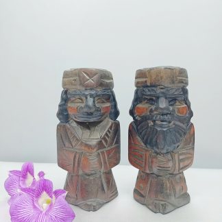 [ HÀNG SECONDHAND ] Tượng Gỗ Nhỏ Đôi Ainu Nipopo Chạm Khắc - Secondhand - BB80