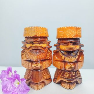 [ HÀNG SECONDHAND ] Tượng Gỗ Nhỏ Đôi Ainu Nipopo Chạm Khắc - Secondhand - BB81