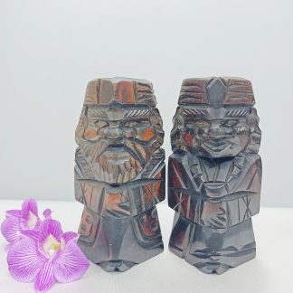 [ HÀNG SECONDHAND ] Tượng Gỗ Nhỏ Đôi Ainu Nipopo Chạm Khắc - Secondhand - BB82