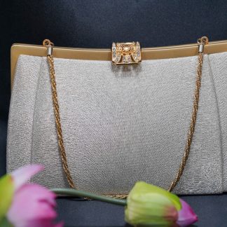 [ HÀNG SECONDHAND ] Túi Xách Dự Tiệc – Ánh Bạc Đính Đá – Secondhand – TX058