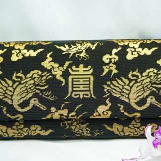 [ HÀNG SECONDHAND ] Ví Gấm Cầm Tay – Họa Tiết Hạc Vàng May Mắn– Secondhand – V027